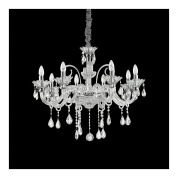 подвесная хрустальная люстра с множеством подвесов из прозрачного стекла