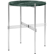 приставной столик с зелёной мраморной поверхностью и металлическими опорами