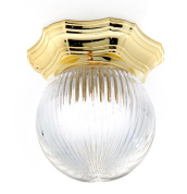 накладной потолочный светильник с круглым стеклянным плафоном в рифленой форме и позолоченной основой