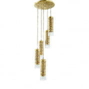 Hand Carved Brass &amp; Crystal Mini Cylinder Set Of 5 Hanging Light подвесной светильник FOS Lighting CylinderCarving-S-HL5