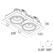 встраиваемый потолочный точечный светильник с двумя регулируемыми модулями