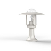 садовый светильник на ножке с купольным плафоном белого цвета