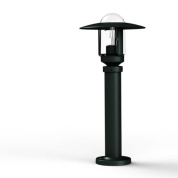 садовый светильник черного цвета с дисковым плафоном на ножке