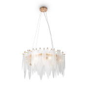 подвесная люстра с несколькими уровнями хрустальных деталей цвета французского золота