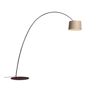 арочный торшер с плавным изгибом и абажуром цилиндрической формы