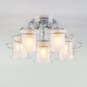 потолочная люстра с цилиндрическими стеклянными плафонами на круглой основе