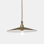 подвесной светильник с латунным диском и лампой на цепи в винтажном стиле