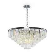 подвесной светильник с хрустальными подвесами и хромированным каркасом