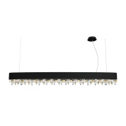 подвесной линейный светильник с черным корпусом и хрустальной нижней каймой