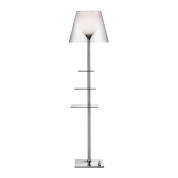 торшер с тканевым абажуром и хромированной стойкой