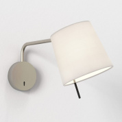 настенное бра с подвижным кронштейном и тканевым абажуром матовый никель