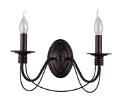 настенное бра с двумя рожками и металлическим основанием коричневого цвета