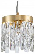 подвесной светильник с кристаллами на золотом основании цилиндрической формы