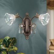настенное бра с резным кронштейном в патине и гранёным стеклянным плафоном