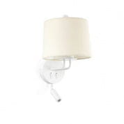 24032-02 MONTREAL WHITE WALL LAMP WITH READER BEIGE LAMPSHA настенный светильник Faro barcelona