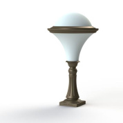 садовый светильник-столбик с полусферическим плафоном и корпусом цвета песочного камня