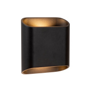 уличный настенный светильник с овальным корпусом и золотистым отражателем