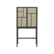 2596-1000 Air Design House Stockholm Высокий шкаф с ротанговыми фасадами и чёрными ножками
