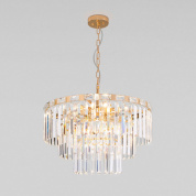 подвесная люстра с каскадом стеклянных подвесок на цепи