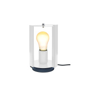 прикроватный светильник с цилиндрическим корпусом белого цвета