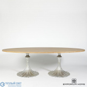 Flute Table 96 Cerused Oak Top w/26 Silver Leaf Base Global Views стол