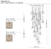 подвесная люстра с многоярусными стеклянными подвесками на круглой потолочной платформе