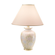 настольная лампа с круглым абажуром и керамическим основанием