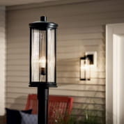 Barras 23.25" 1 Light Outdoor Post Light with Clear Ribbed Glass Black уличный светильник 59025BK Kichler