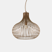 подвесной светильник с оригинальным плетёным абажуром из металлических полос
