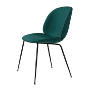 10006685-Canvas984 GUBI The GamFratesi Collection Beetle Обеденный стул Beetle, полностью обитый, коническое основание, черный, холст 984/черная кожа