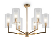 подвесной светильник с шестью цилиндрическими плафонами из прозрачного стекла