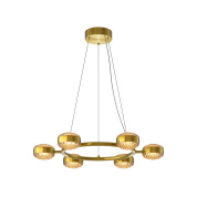 подвесная люстра с кольцами и шестью плафонами из латуни