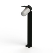 садовый боллард с прозрачной лампой и серым корпусом