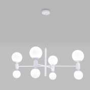 подвесная люстра с шестью шарообразными матовыми стеклянными плафонами