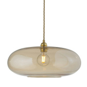 подвесной светильник с овальным стеклянным плафоном золотисто-дымчатого оттенка