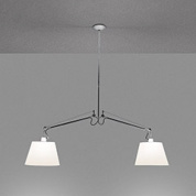 Tolomeo Basculante SP 2 Bracci 36 Artemide Tolomeo люстра на подвесе с симметричными рожками и текстильными плафонами
