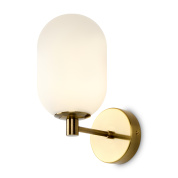 настенный светильник с овальным матовым плафоном и круглым латунным основанием