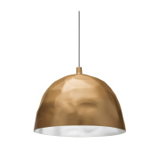 подвесной светильник с металлическим полусферическим плафоном золотого оттенка