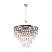 подвесной светильник с хрустальными элементами на металлической основе цвета хром