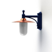 настенный светильник с медным куполом и синим кронштейном