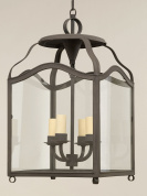 подвесной фонарь прямоугольной формы с прозрачным стеклом и цинковым корпусом