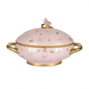 Butterfly pastel pink soup tureen супница, Villari
