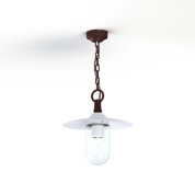 подвесной светильник с одним плафоном на цепи в белом и коричневом корпусе