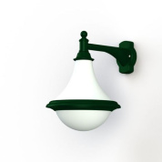 уличное настенное бра с куполообразным плафоном и зелёным основанием
