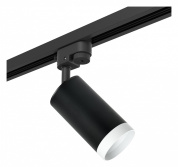 светильник на штанге чёрного цвета цилиндрической формы для однофазного шинопровода