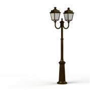 уличный фонарный столб с тремя плафонами в бронзовом корпусе