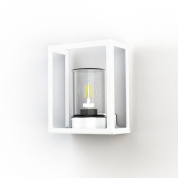 настенный светильник с прозрачным плафоном и белым металлическим каркасом