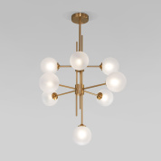 потолочная люстра с шестью шарообразными стеклянными плафонами на перекрестной арматуре