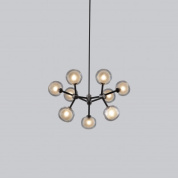 подвесная люстра с девятью плафонами шарообразной формы на металлических штангах