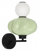 настенное бра с двумя стеклянными плафонами и декоративной чашей внизу